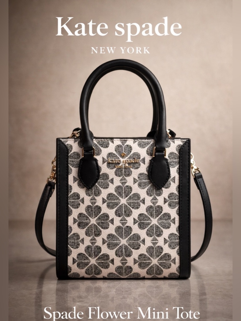 Kate Spade Spade Flower Mini Tote Black Multi Crossbody NWT